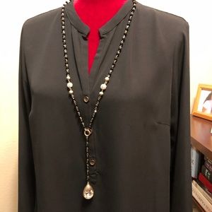 Necklace with Faceted Beads and Crystal Drop